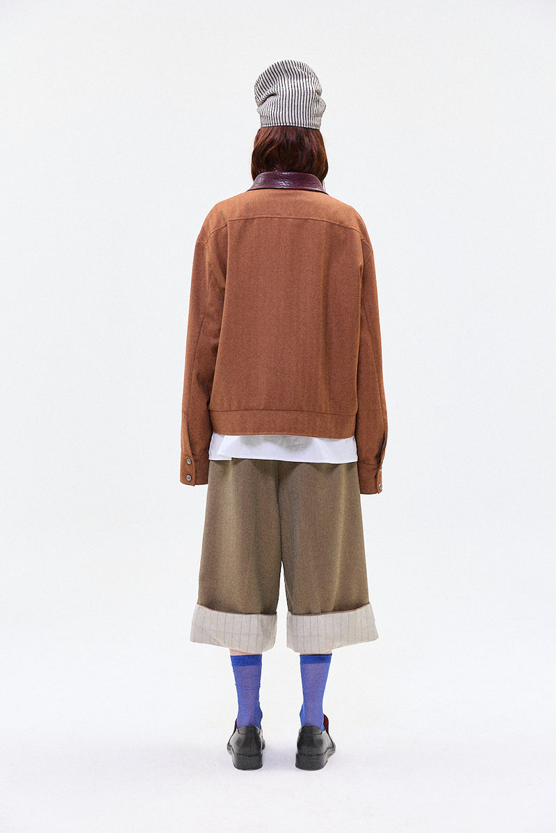 "CLIFF" Workers jacket with leather collar