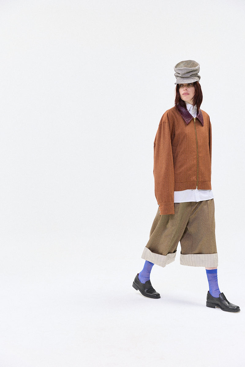 "SABEL" Wool 3/4 short with cuff hazel