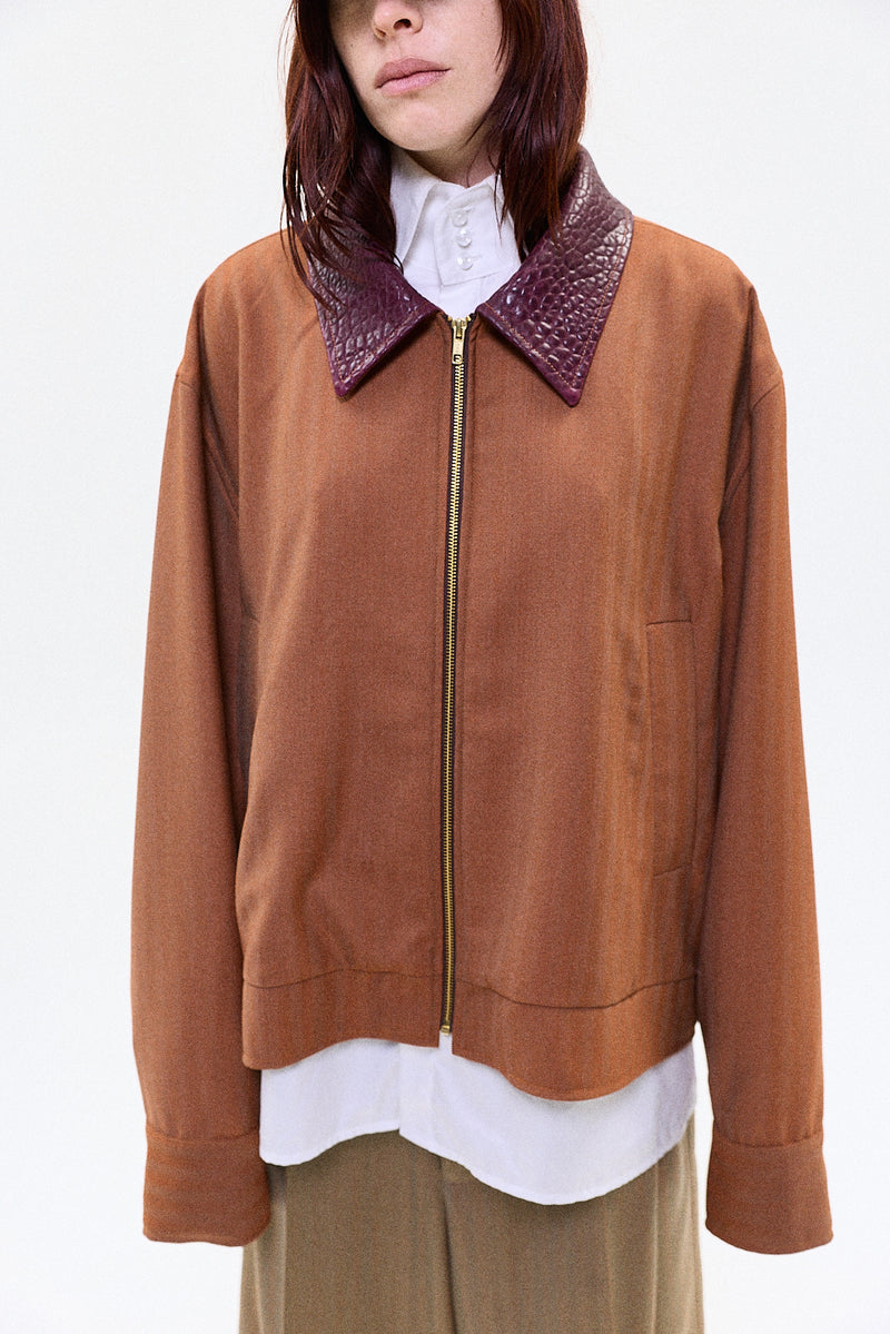 "CLIFF" Workers jacket with leather collar