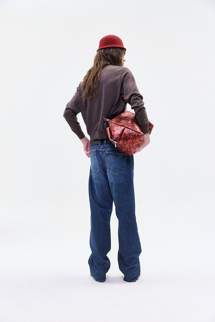 "LEON" snakeskin bag red