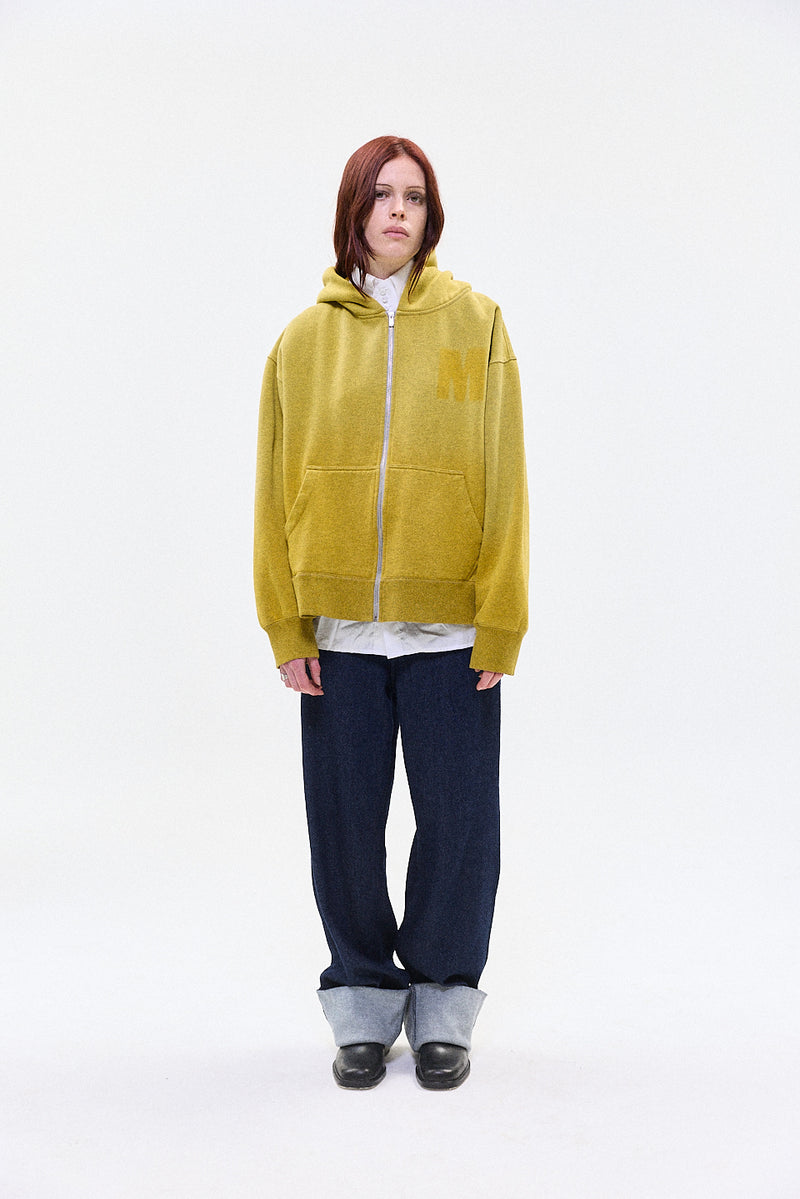 "HOLLOW" zip hoodie yellow