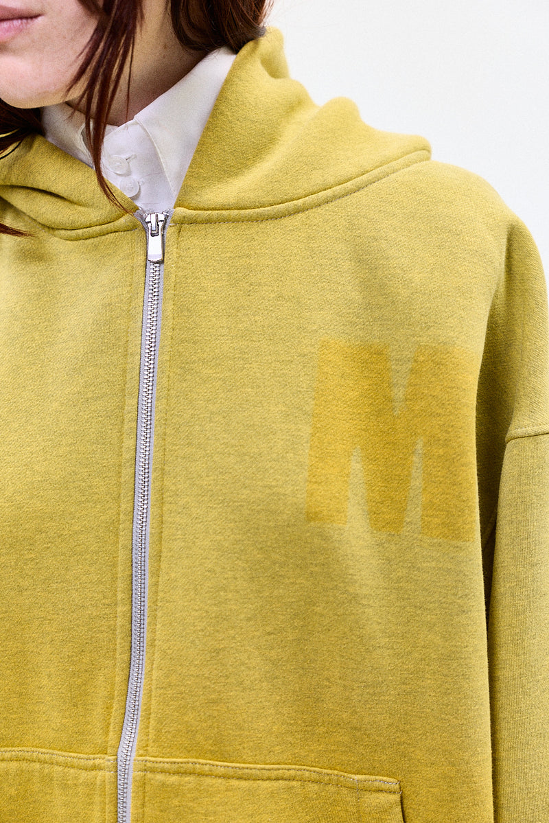 "HOLLOW" zip hoodie yellow