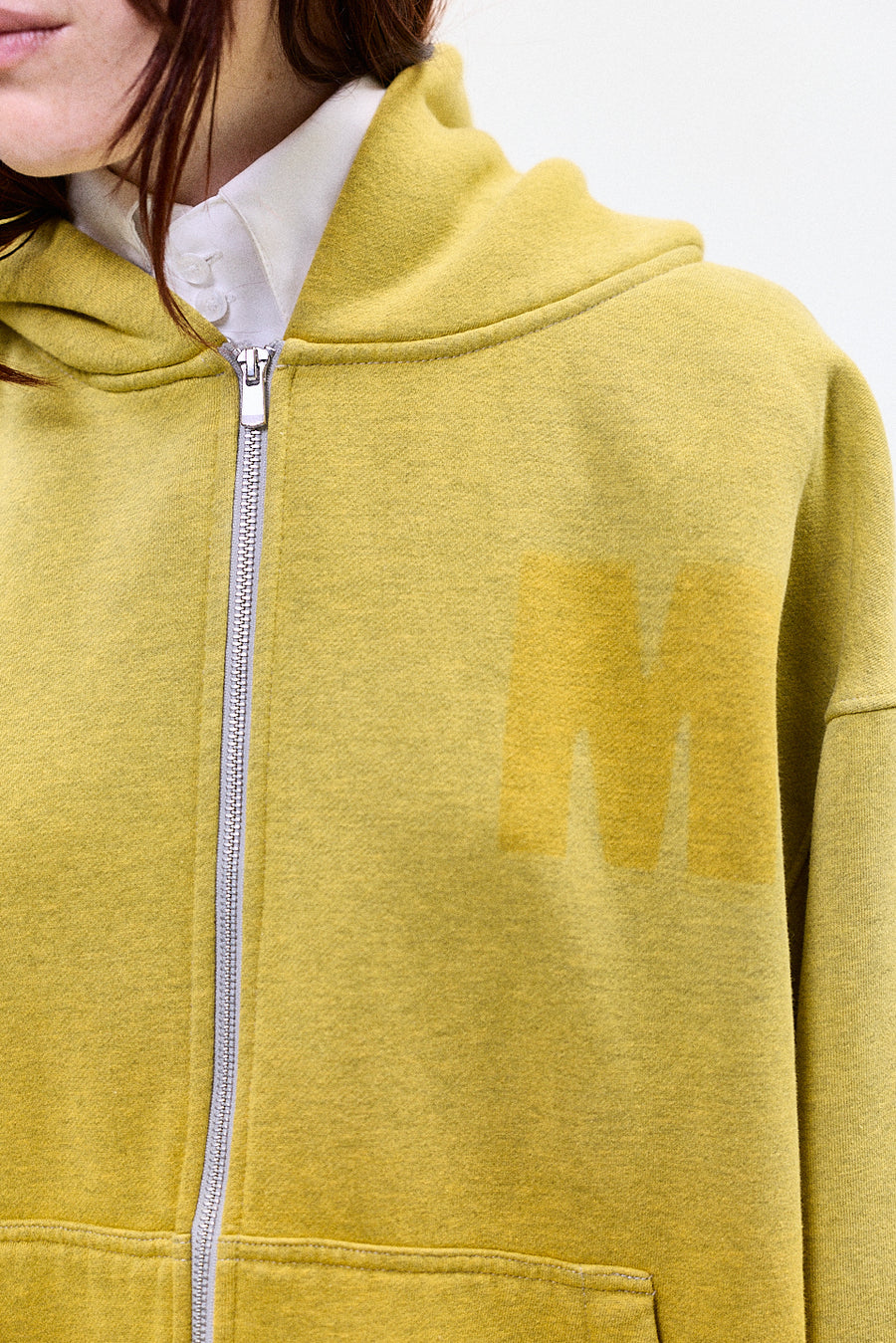 "HOLLOW" zip hoodie yellow