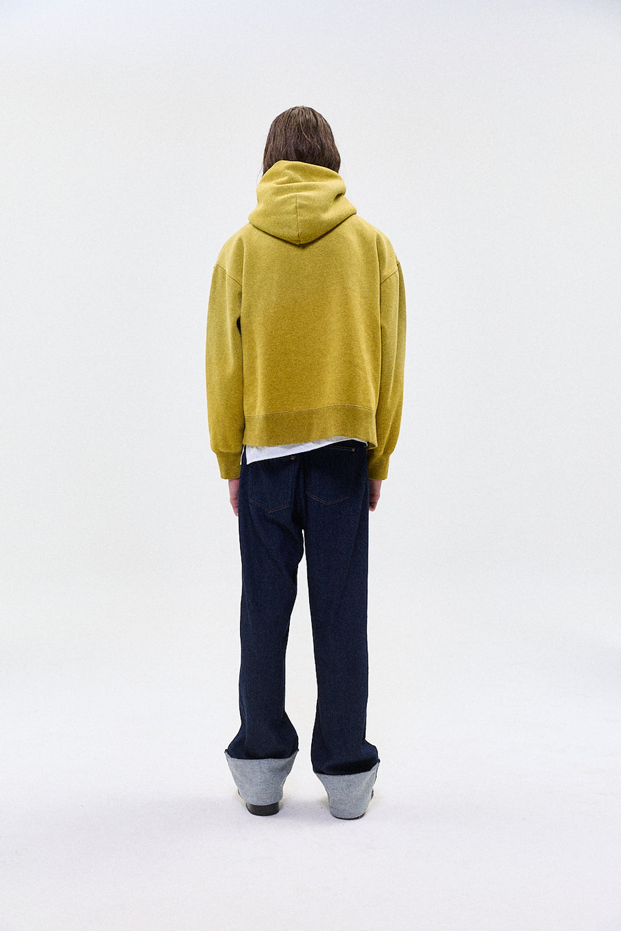 "HOLLOW" zip hoodie yellow