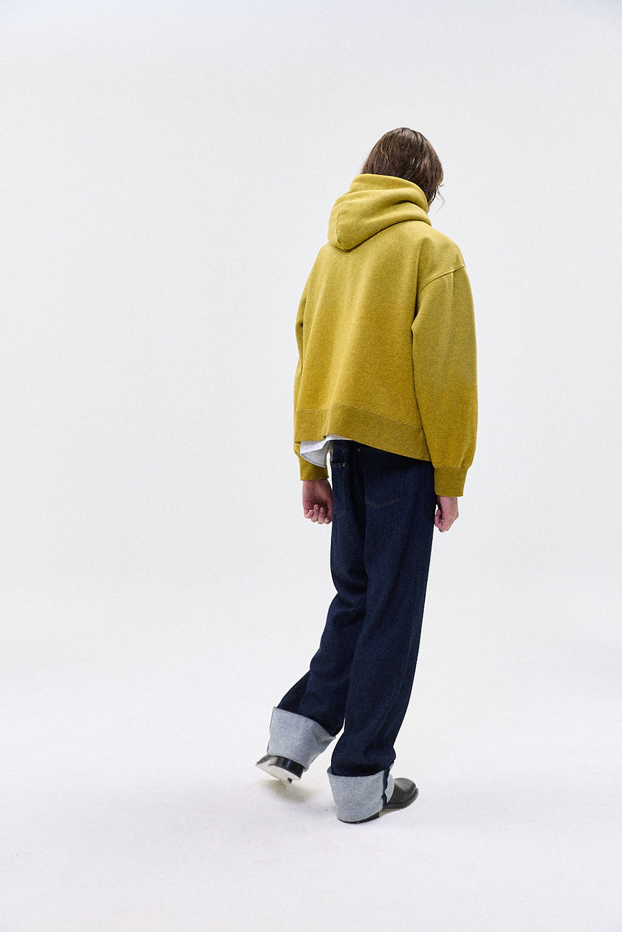 "HOLLOW" zip hoodie yellow