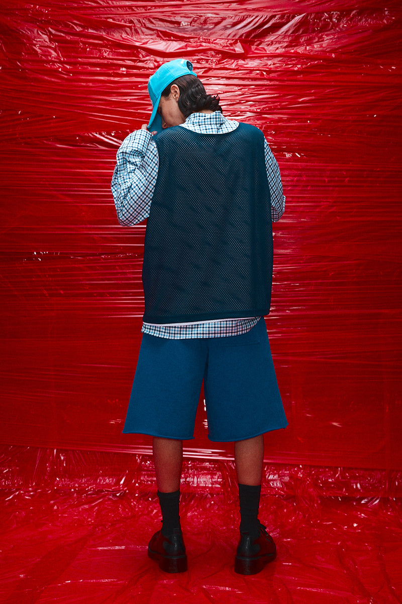 "Muggsy" Mesh singlet Navy/White