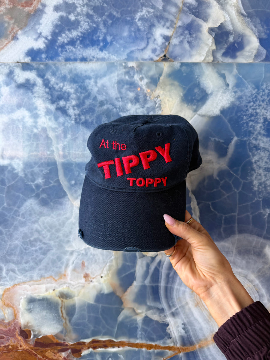 "At the tippy toppy" blue cap