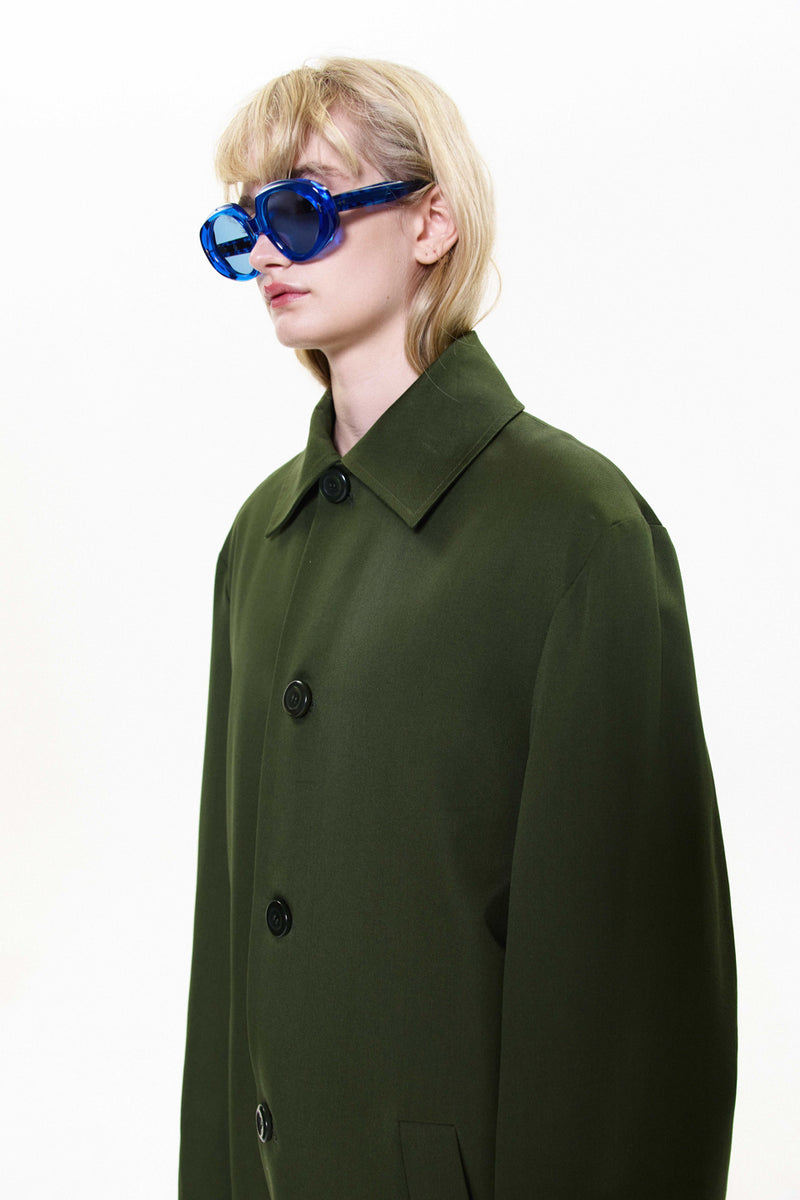 "BORIS" TRENCH COAT WITH BUTTONS FOREST