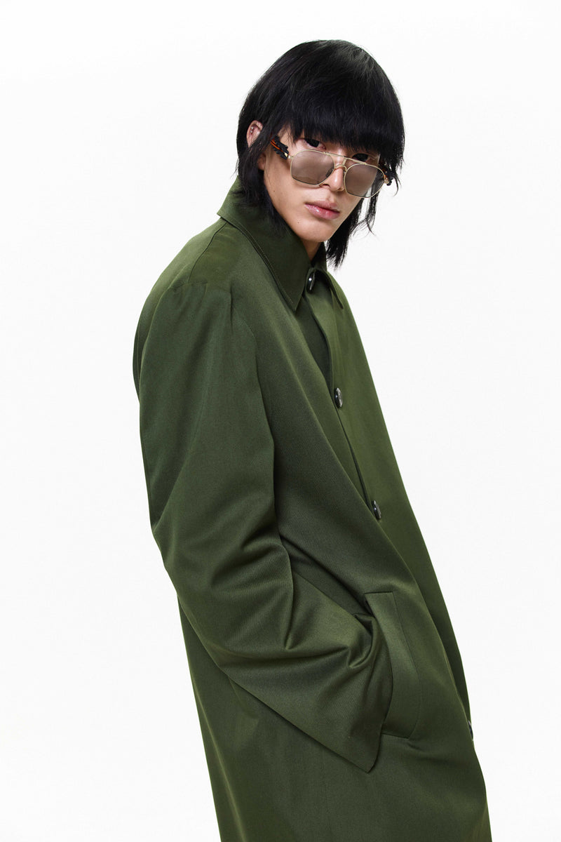 "BORIS" TRENCH COAT WITH BUTTONS FOREST