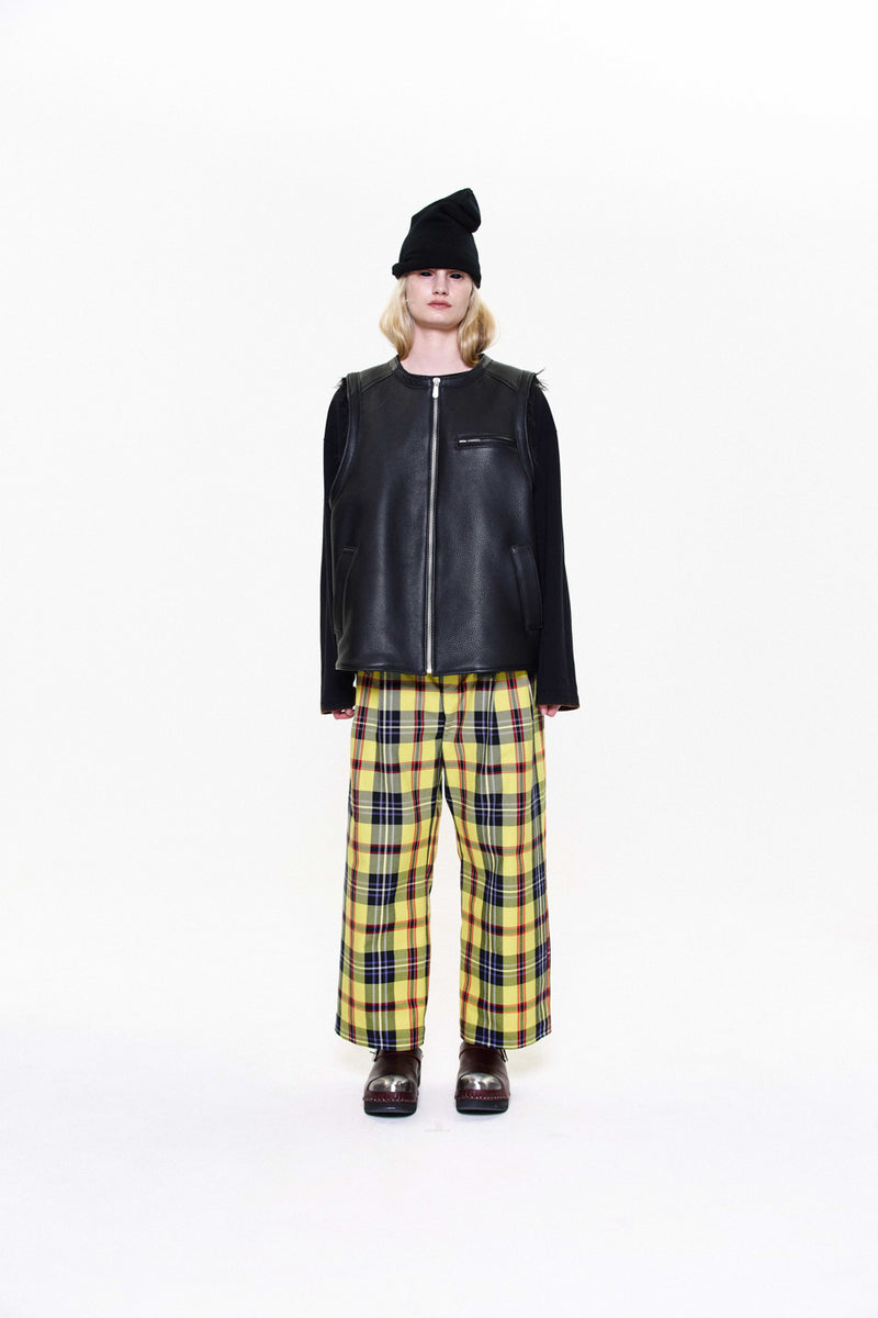 "SAORI" TARTAN COTTON TROUSER / YELLOW