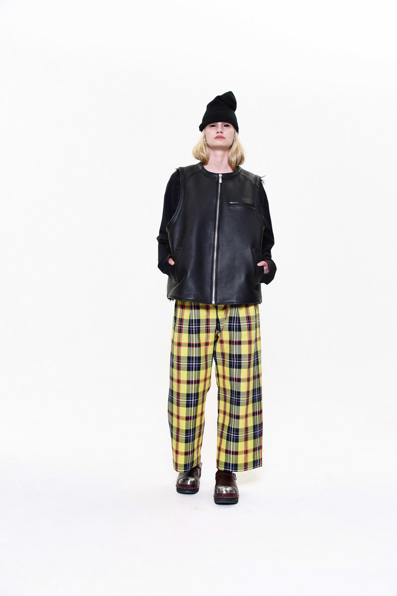 "SAORI" TARTAN COTTON TROUSER / YELLOW