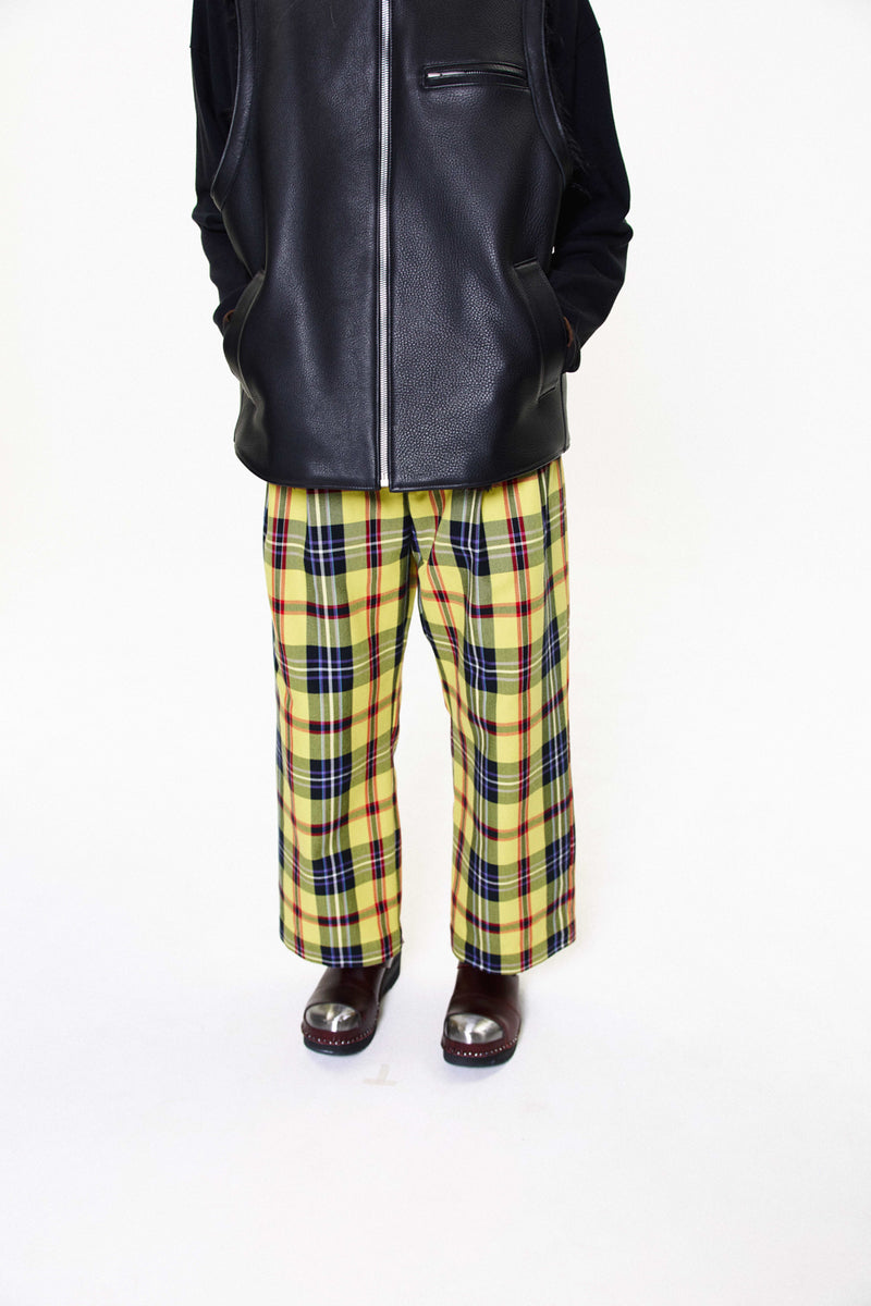 "SAORI" TARTAN COTTON TROUSER / YELLOW