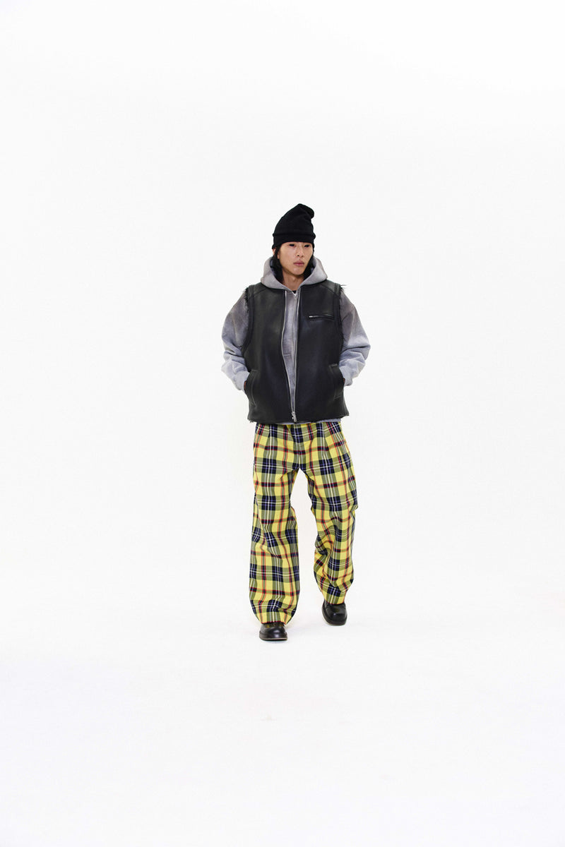 "SAORI" TARTAN COTTON TROUSER / YELLOW