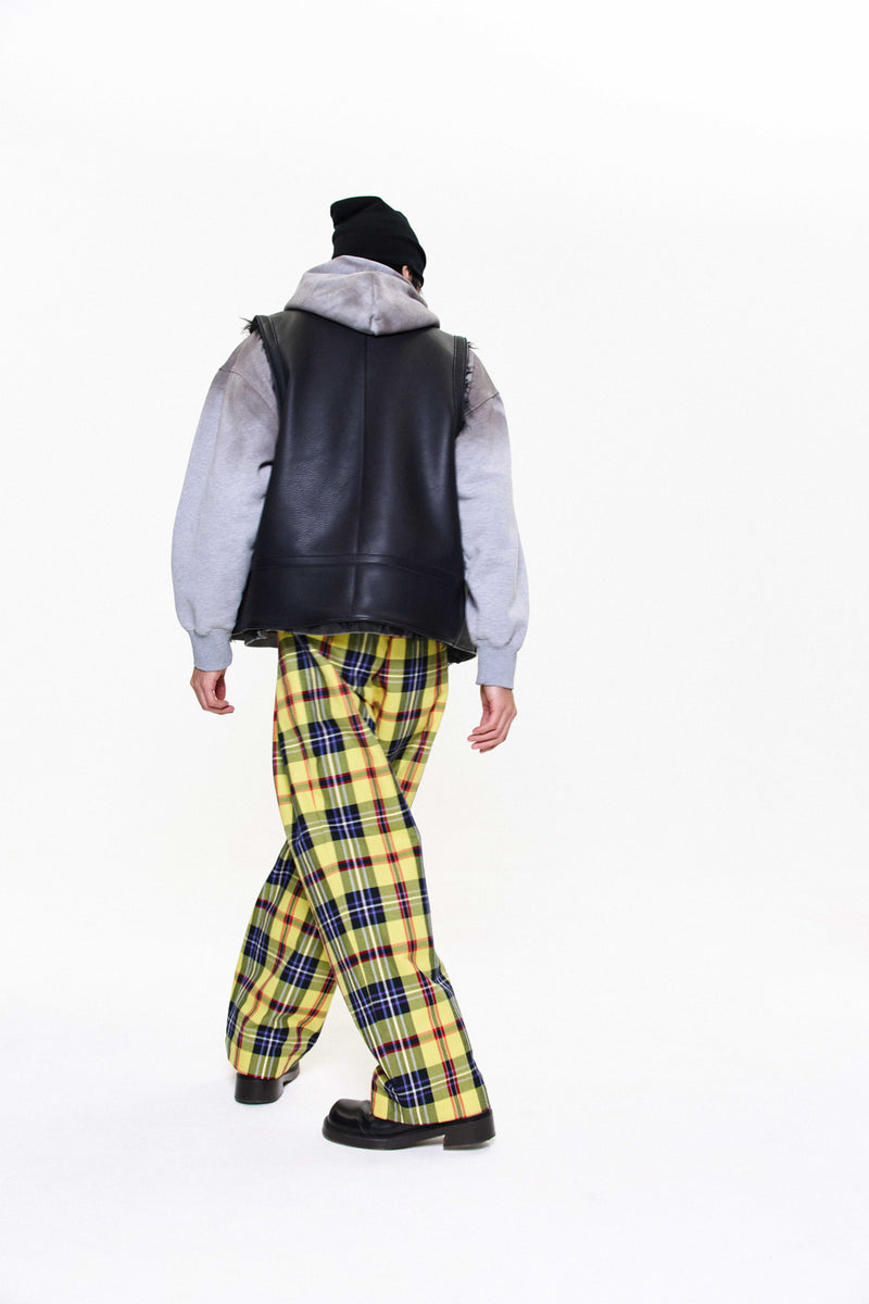"SAORI" TARTAN COTTON TROUSER / YELLOW