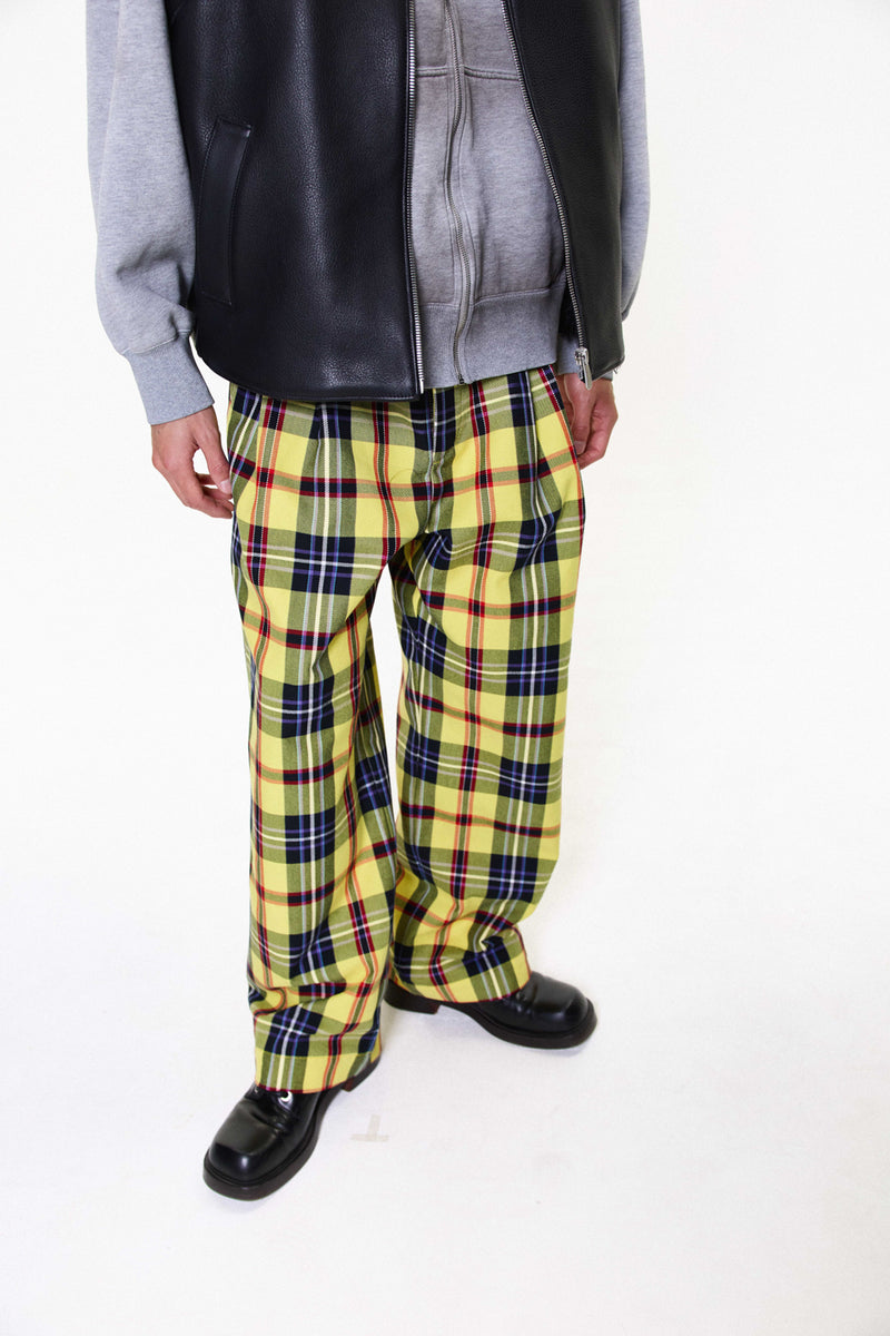 "SAORI" TARTAN COTTON TROUSER / YELLOW
