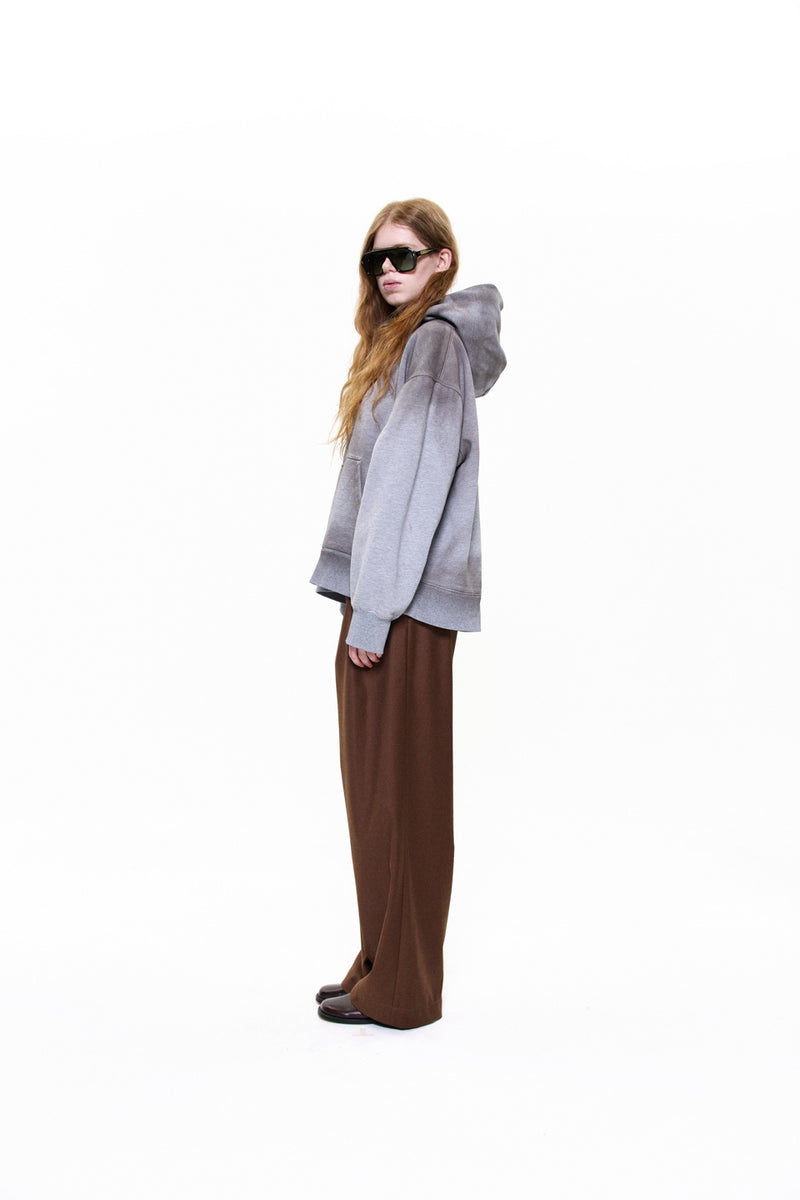 "SAM" DIRTY HOOD ZIPPER GREY MARLE