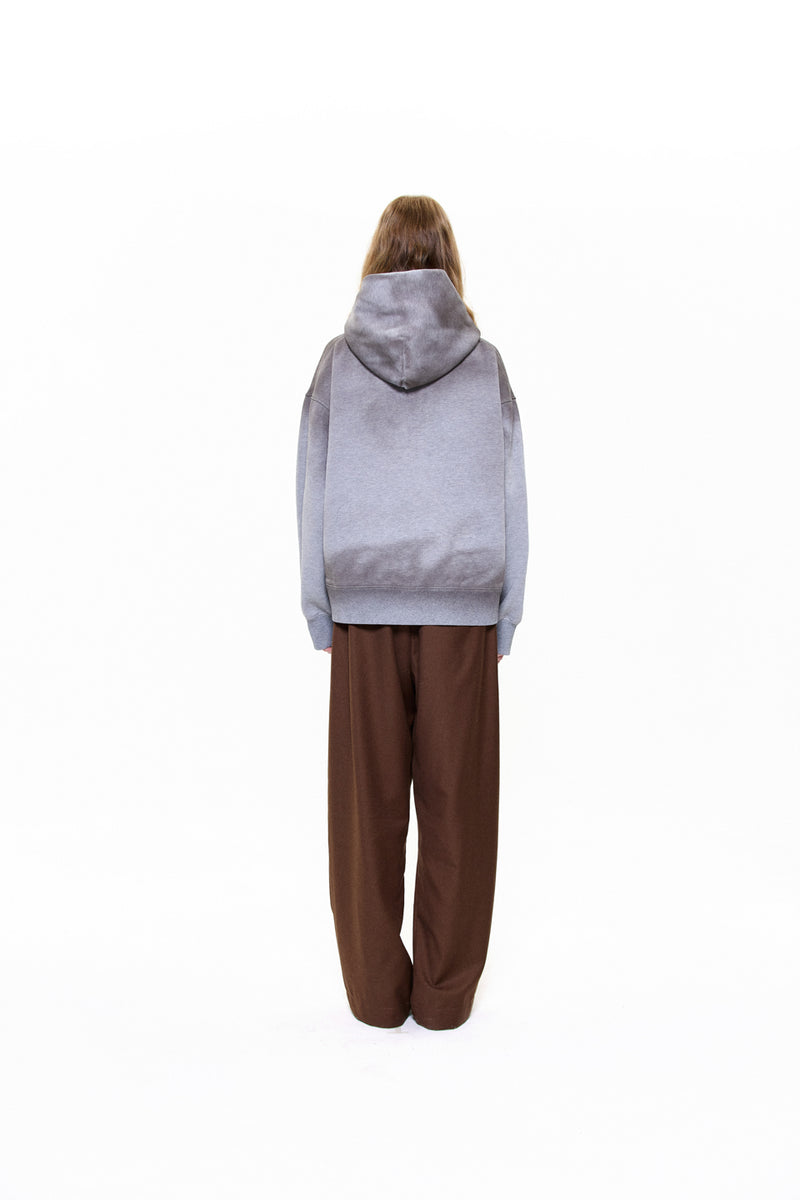 "SAM" DIRTY HOOD ZIPPER GREY MARLE