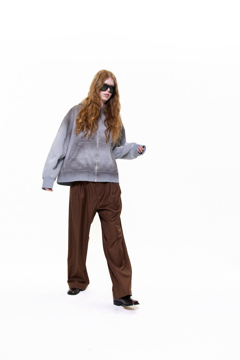"SAM" DIRTY HOOD ZIPPER GREY MARLE