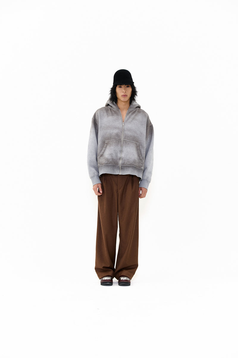 "SAM" DIRTY HOOD ZIPPER GREY MARLE