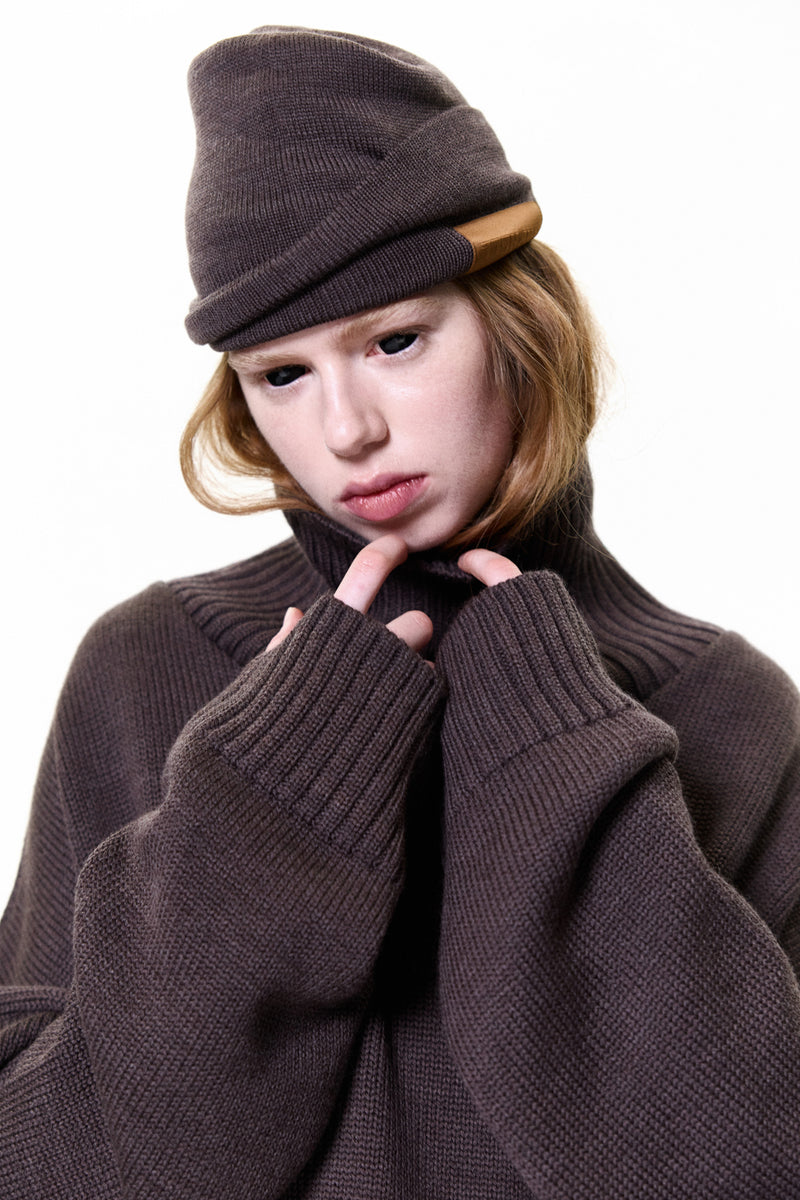 "LOU" OVERSIZED  MERINO WOOL BEANIE SAND