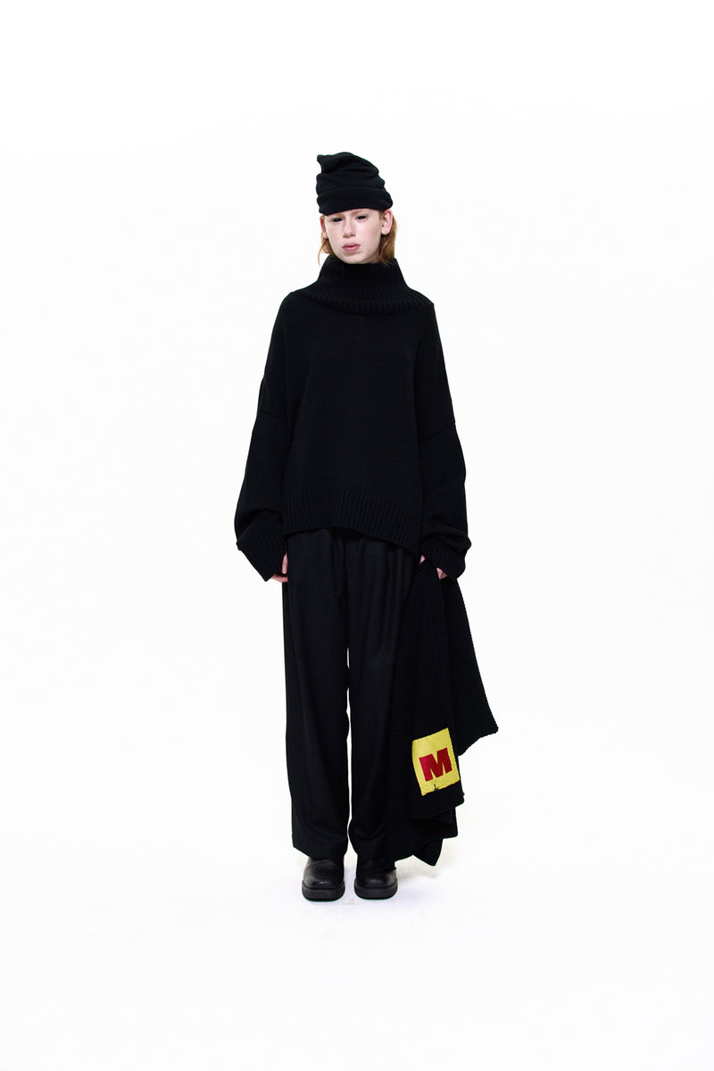 "MO" OVERSIZED MERINO WOOL KNITTED JUMPER MIDNIGHT
