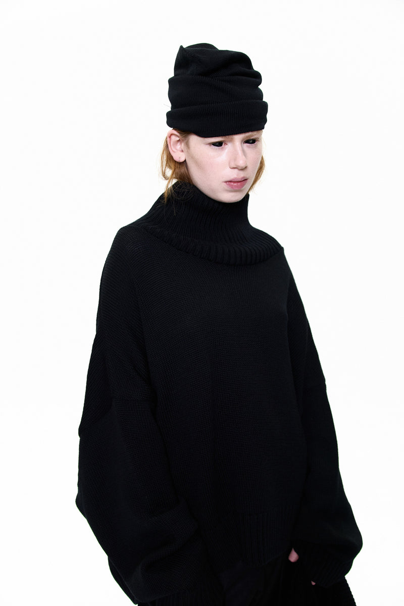 "MO" OVERSIZED MERINO WOOL KNITTED JUMPER MIDNIGHT