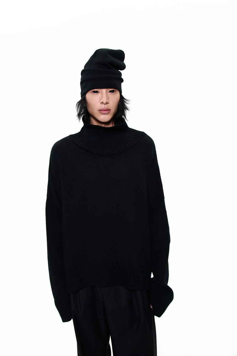 "MO" OVERSIZED MERINO WOOL KNITTED JUMPER MIDNIGHT