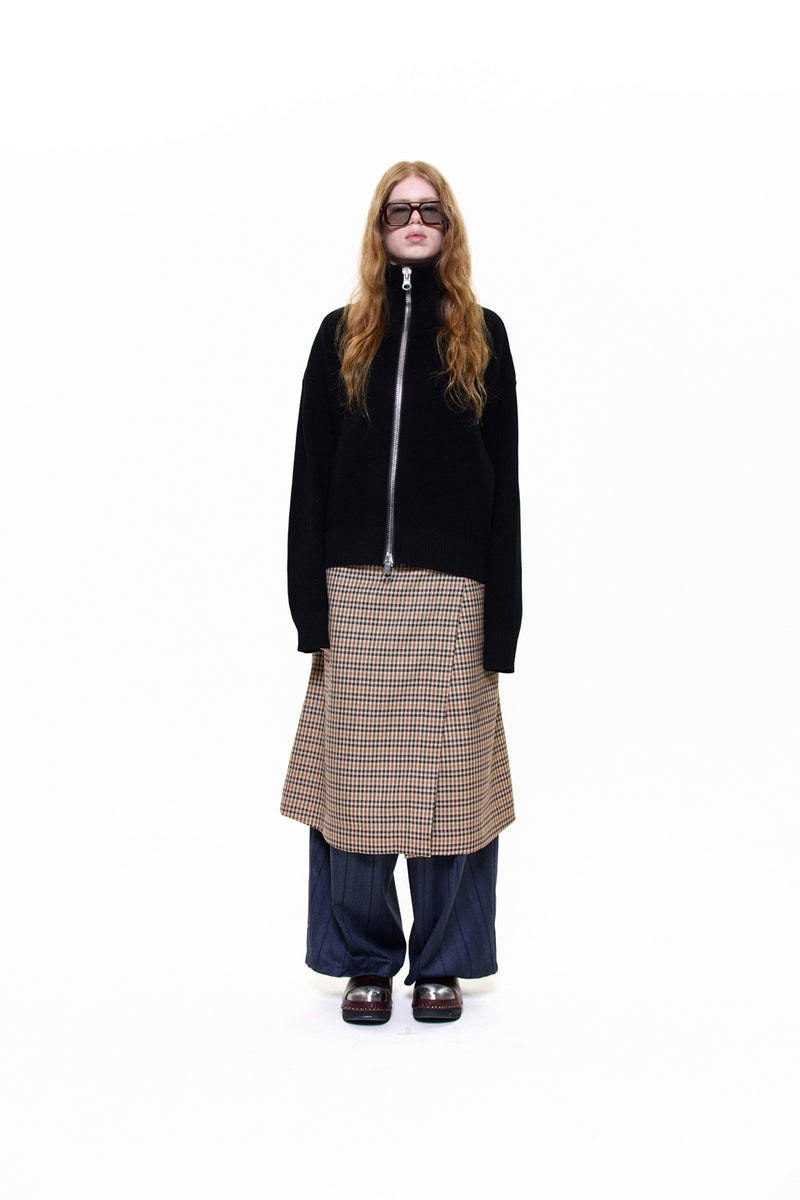 "CHIP" CHECKERED WOOL SKIRT