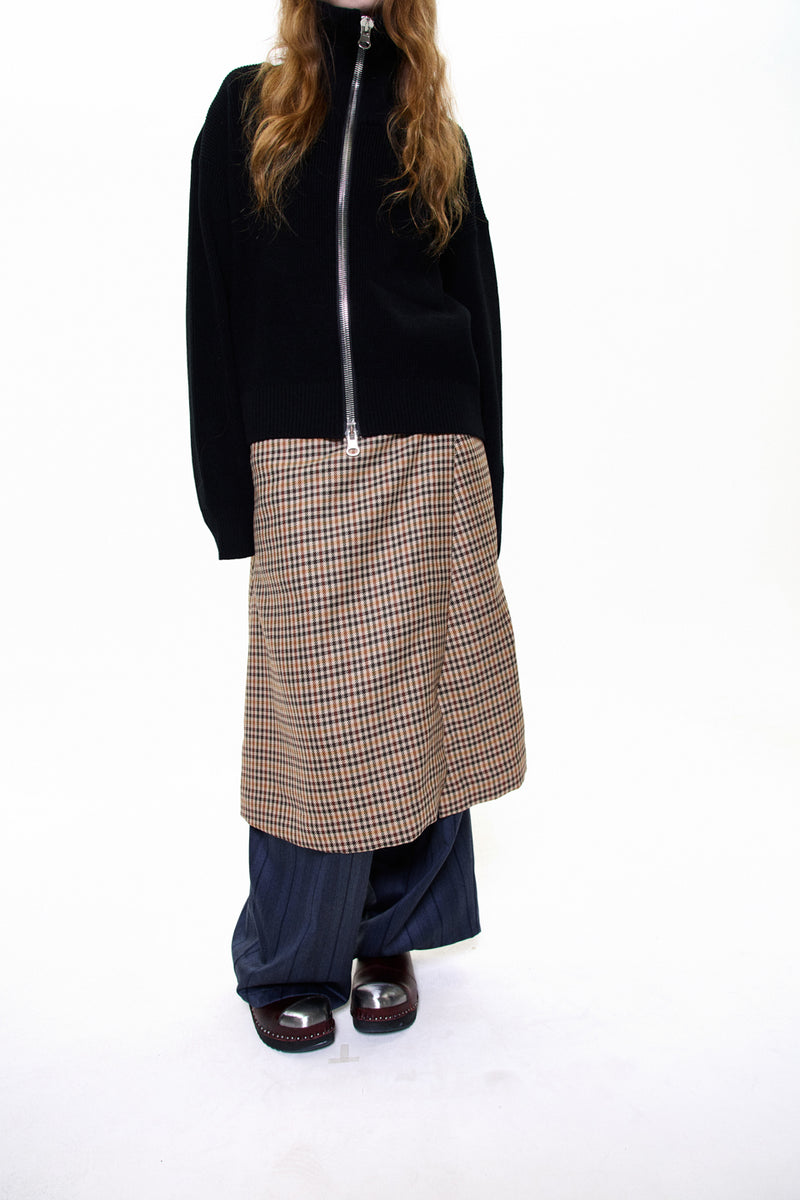 "CHIP" CHECKERED WOOL SKIRT