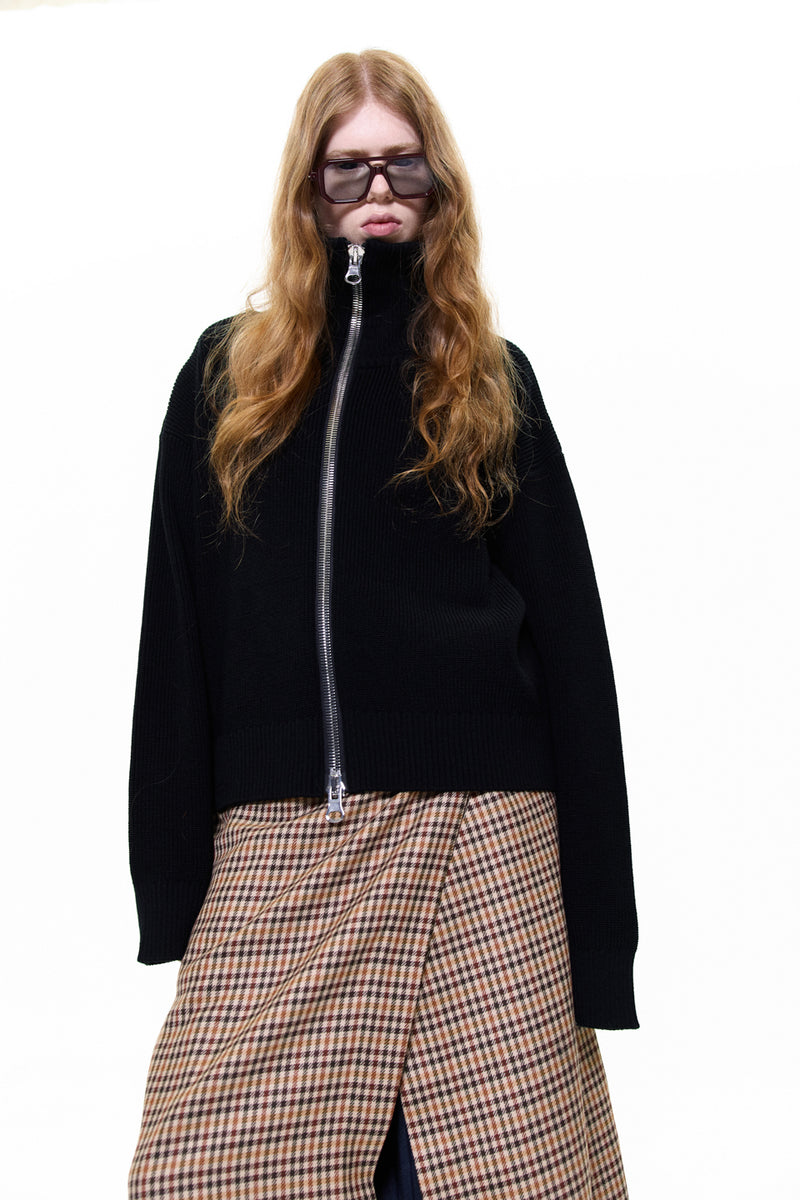 "CHIP" CHECKERED WOOL SKIRT
