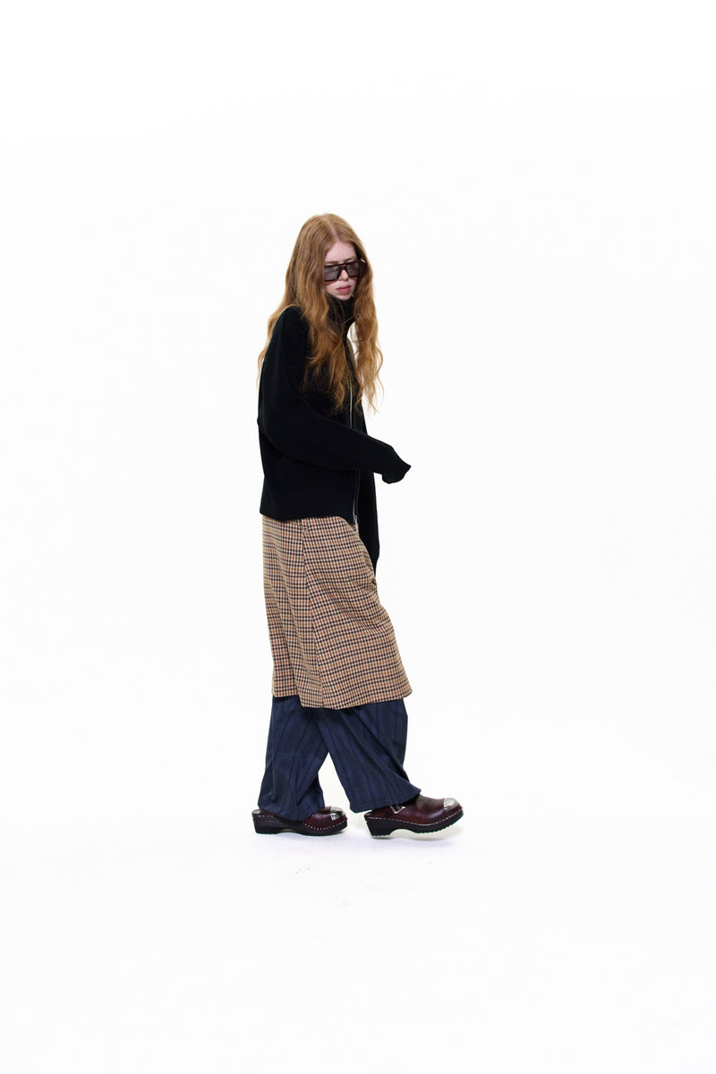 "CHIP" CHECKERED WOOL SKIRT