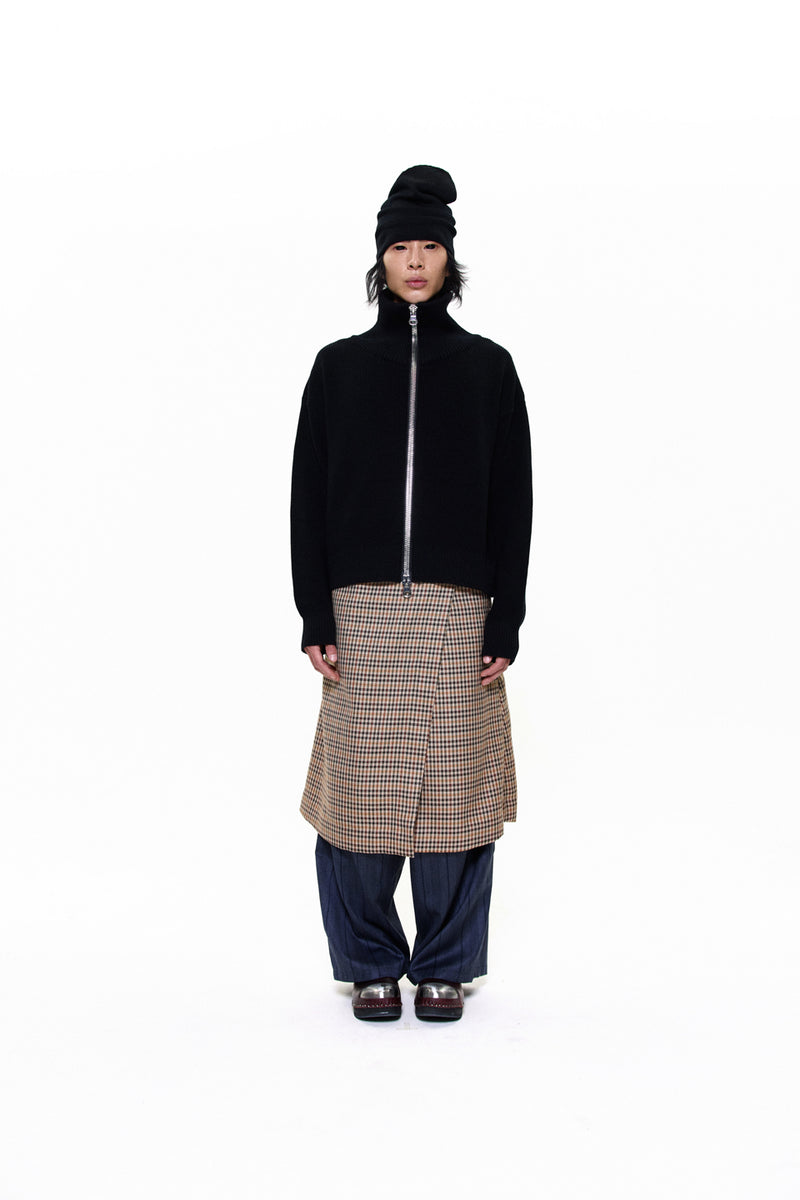 "CHIP" CHECKERED WOOL SKIRT