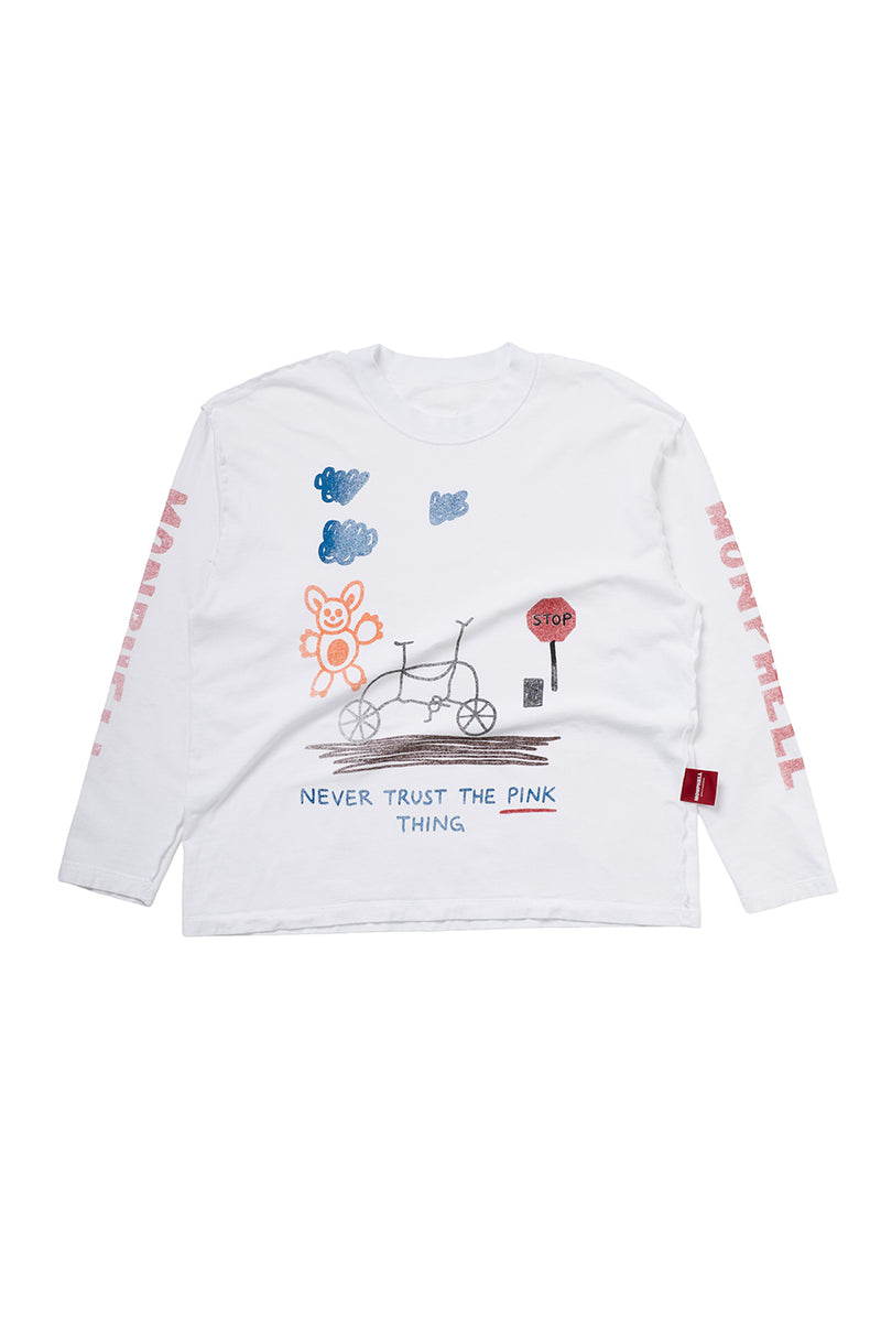 "Never trust the pink thing" Longsleeve T-shirt white