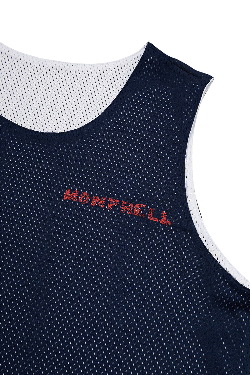 "Muggsy" Mesh singlet Navy/White