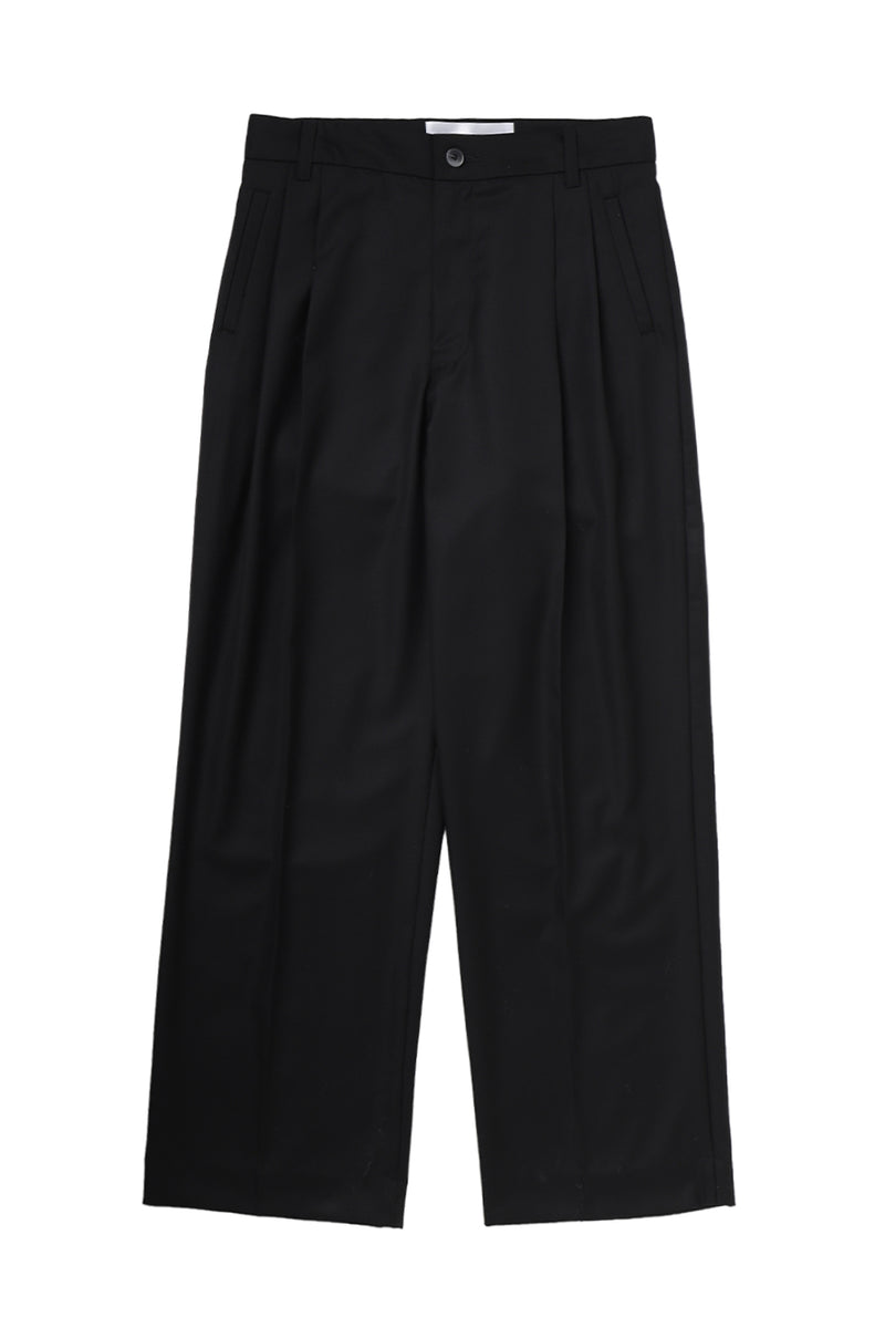 "Saori"  Double pleated wool trouser Midnight