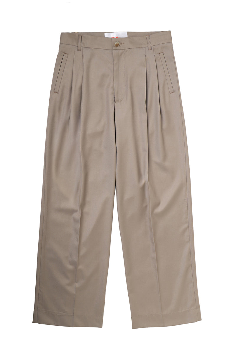 "Saori"  Double pleated wool trouser Sand