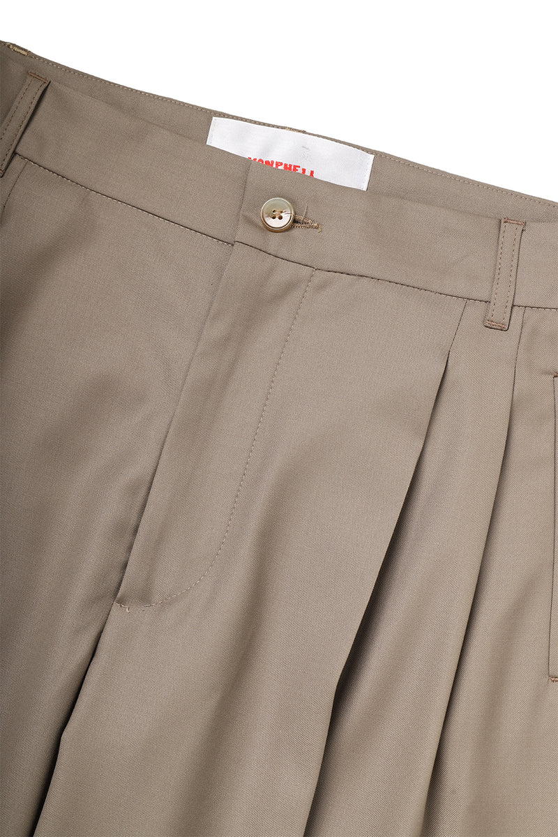 "Saori"  Double pleated wool trouser Sand