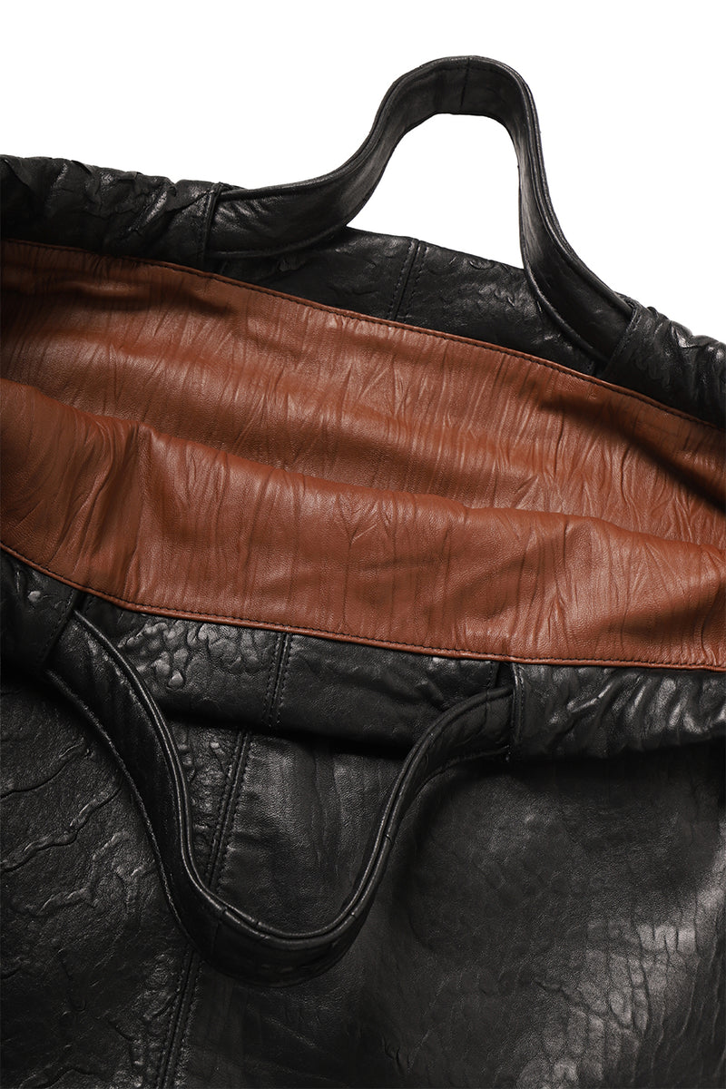 "Sonda" Black leather oversized tote bag