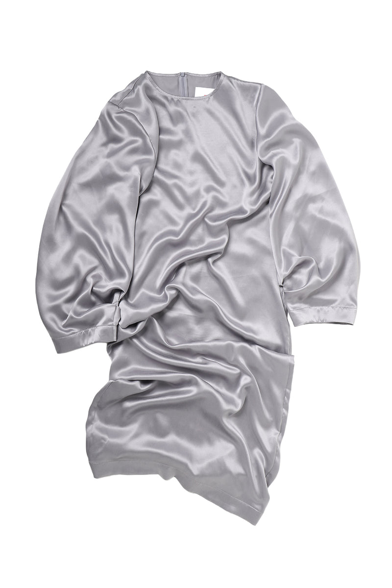 "Marion" Balloon sleeve dress gun metal