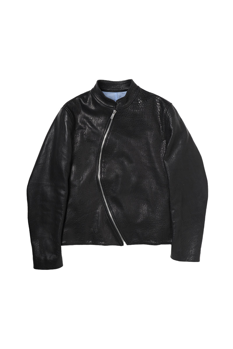 "Frankie" Assymetric zip leather jacket "MADE TO ORDER"