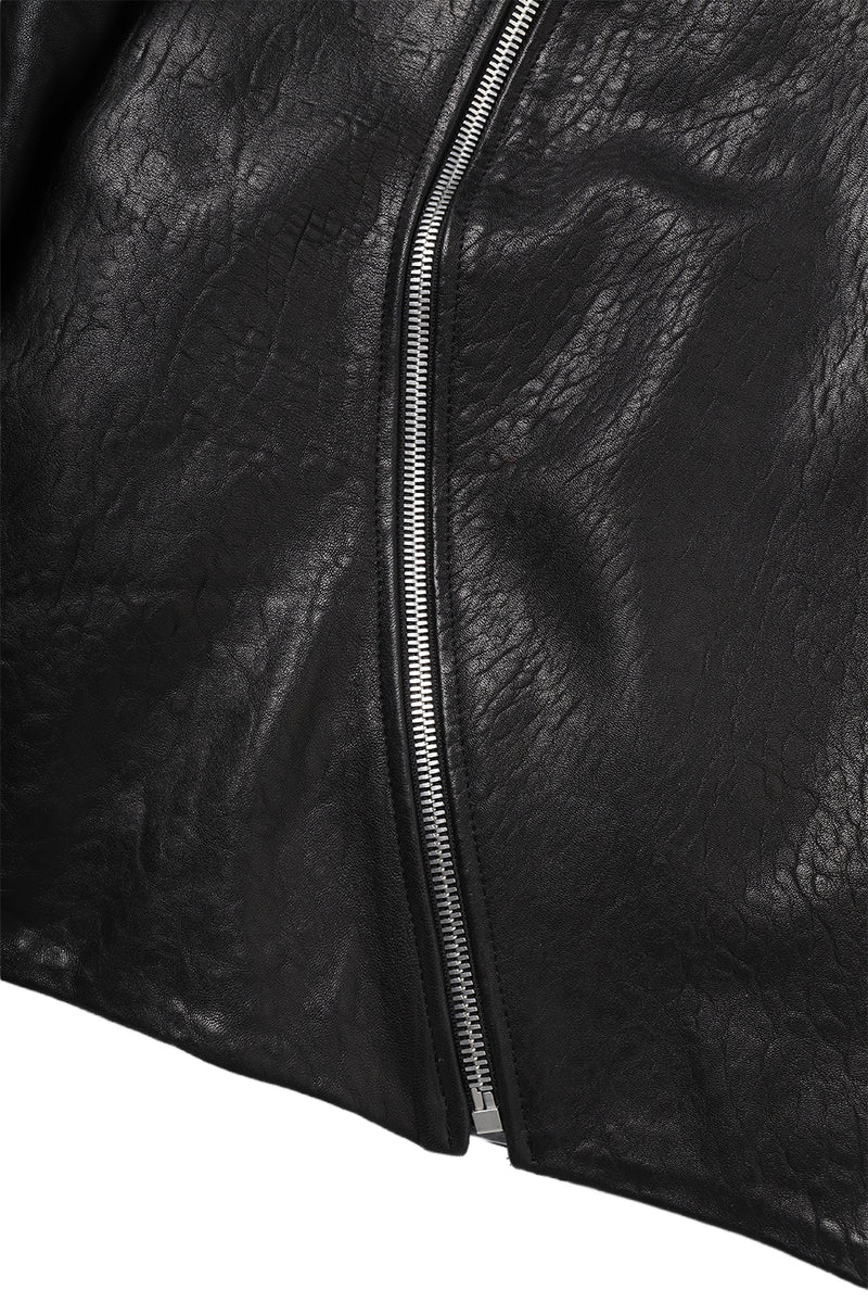 "Frankie" Assymetric zip leather jacket "MADE TO ORDER"