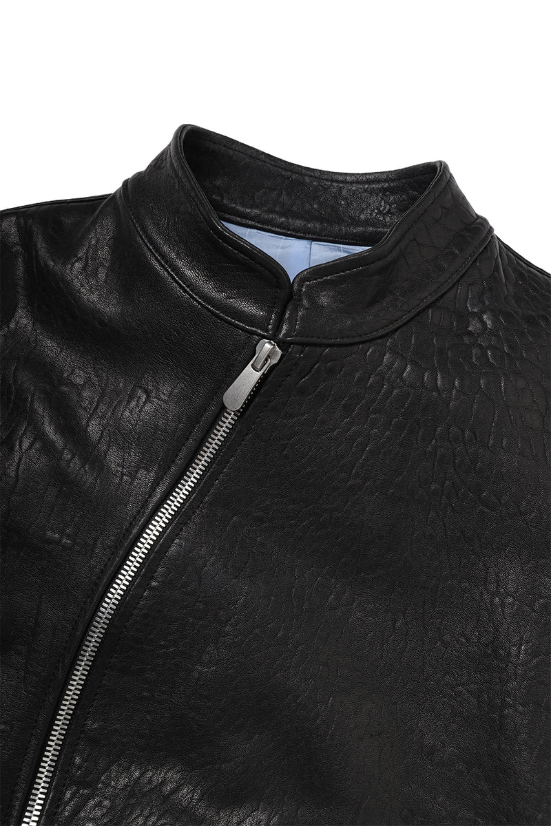 "Frankie" Assymetric zip leather jacket "MADE TO ORDER"