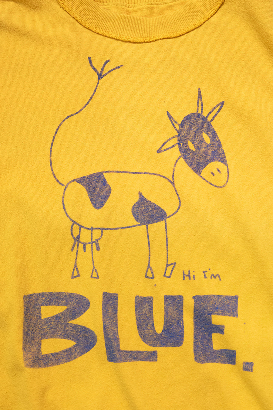 "BLUE" t-shirt yellow