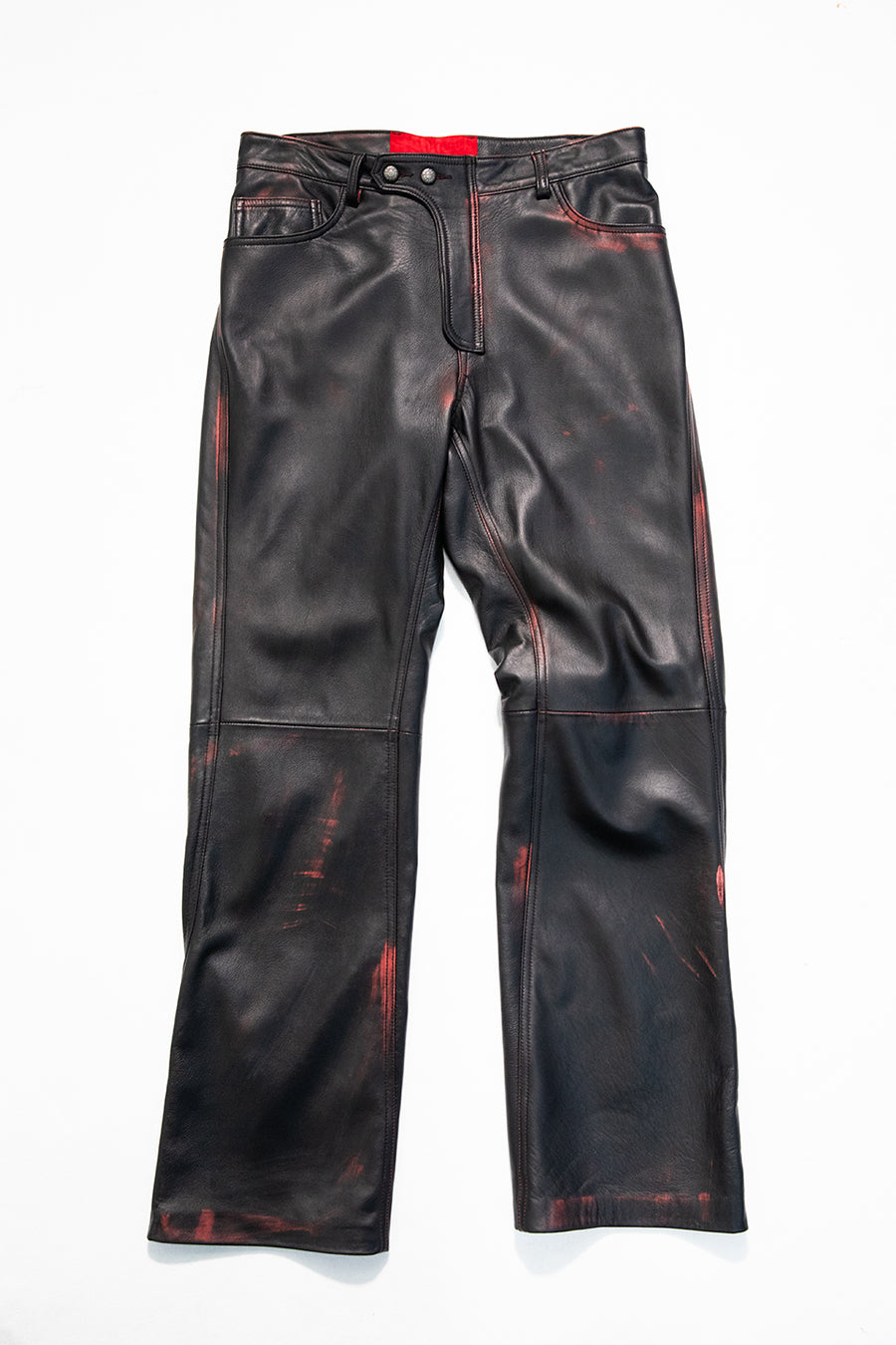 "IDA" leather straight leg trouser