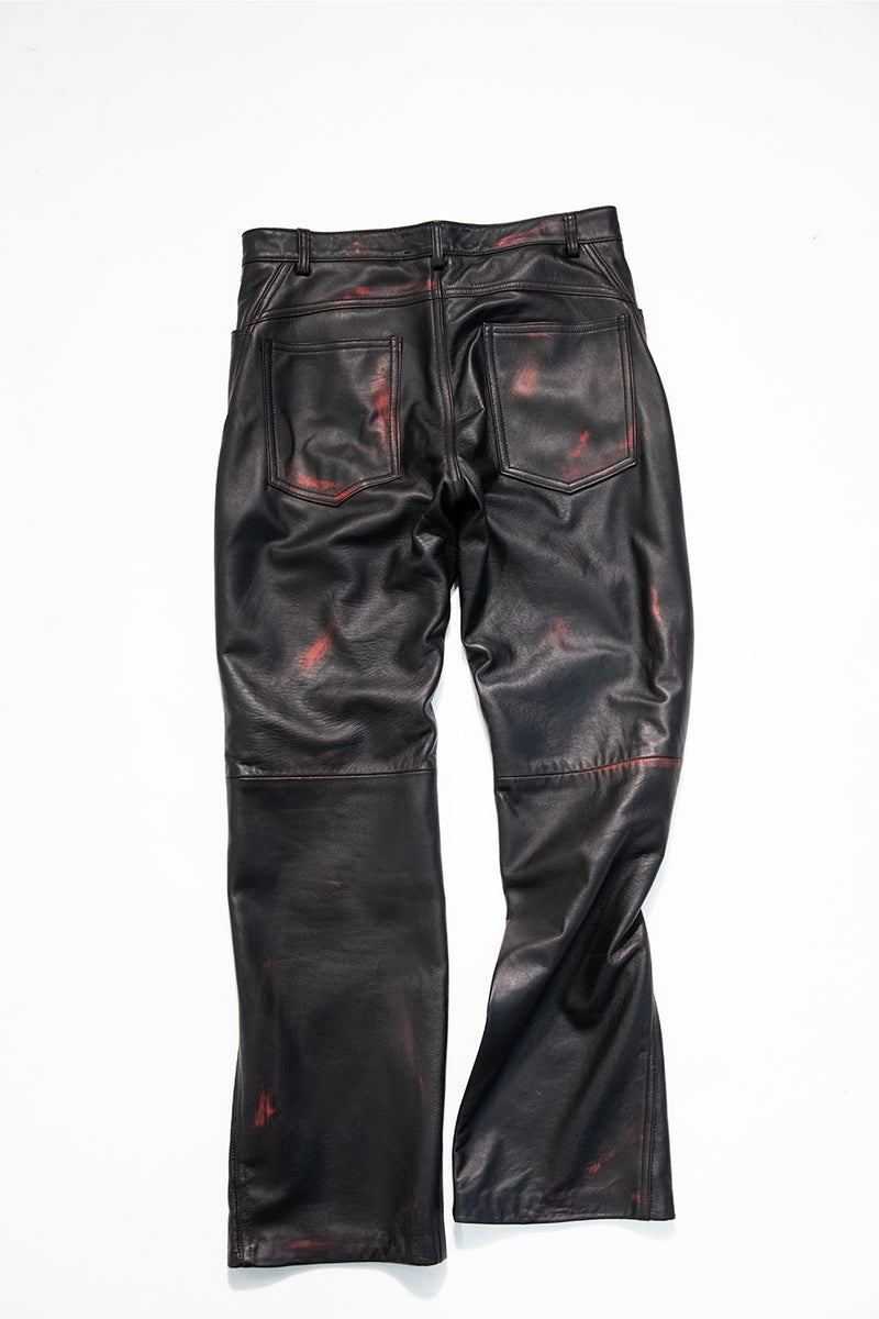 "IDA" leather straight leg trouser