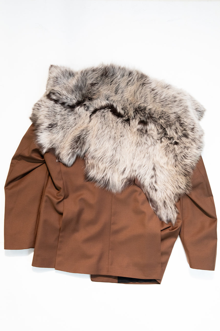 "JIMMY" FUR TRIM TAILORED DB BLAZER SAND