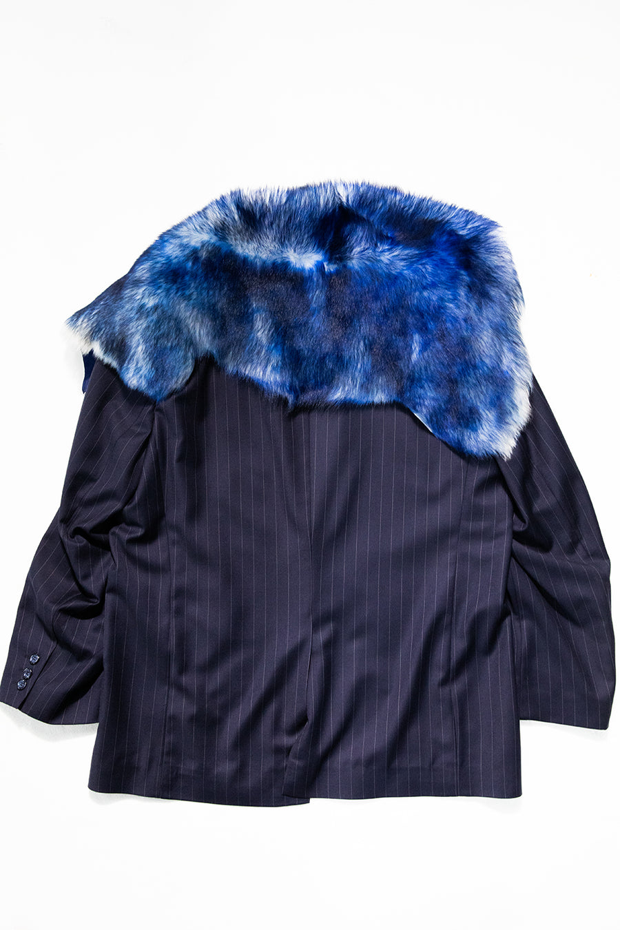 "MARCO" FUR TRIM TAILORED BLAZER SINGLE BREASTED NAVY